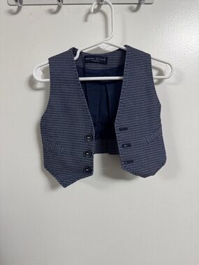 Boys' Navy Houndstooth Dress Vest